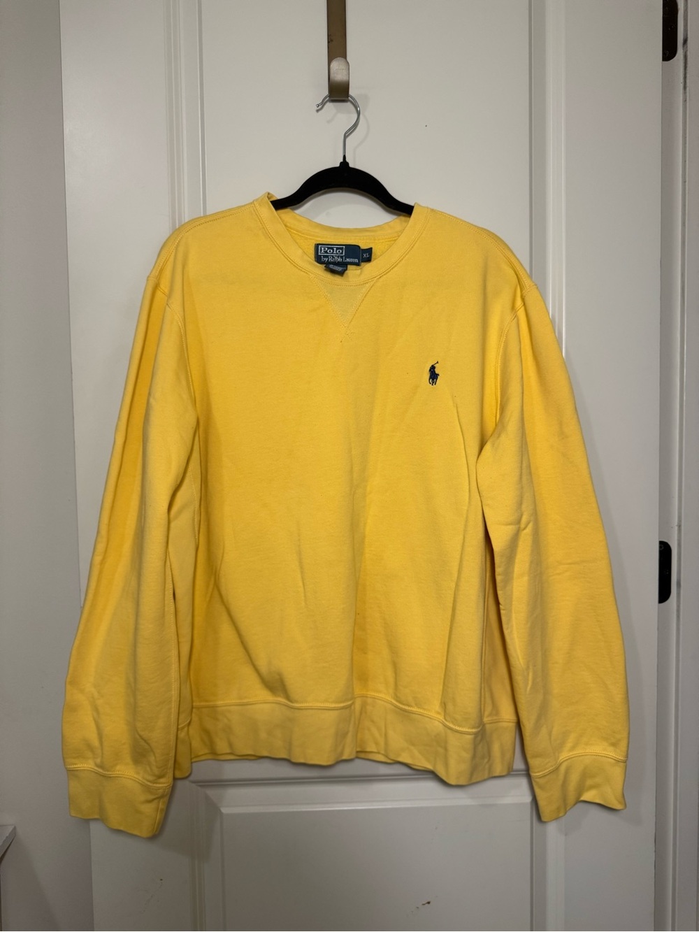 Polo Ralph Lauren Men’s XL Yellow Crewneck Fleece Sweatshirt Embroidered Logo